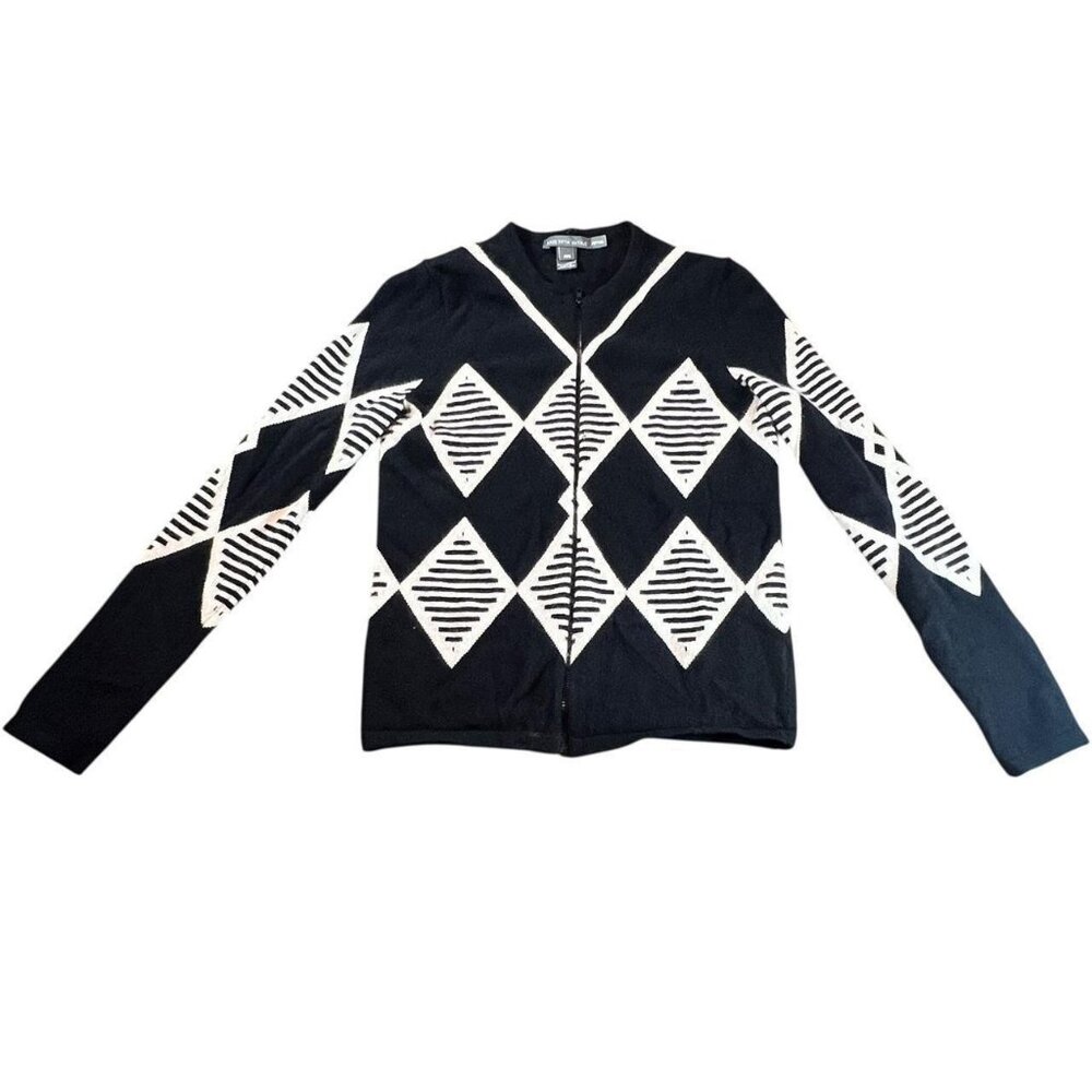 Bloomingdale’s Cashmere Argyle Zip Up Sweater